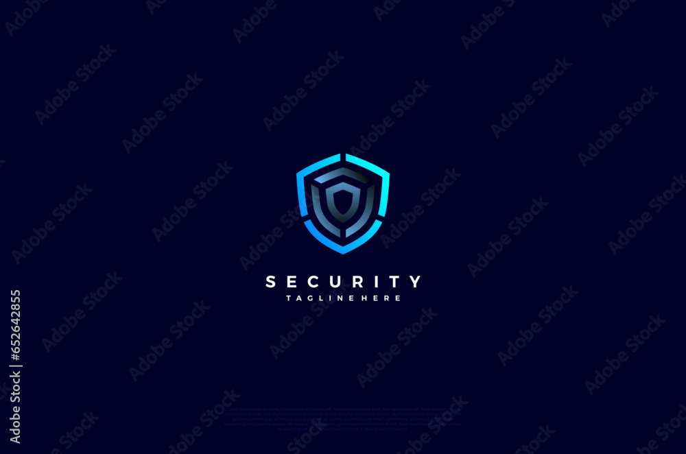 Aufkleber security shield with icon technology logotype concept idea. vector design template element