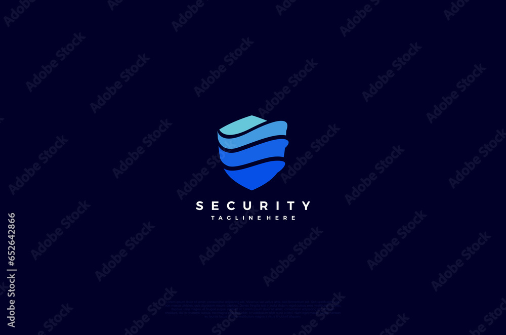 Fototapete security shield with icon technology logotype concept idea. vector design template element