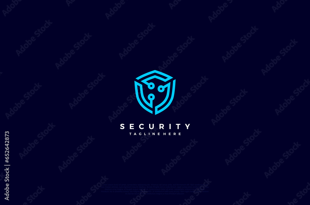 Aufkleber security shield with icon technology logotype concept idea. vector design template element