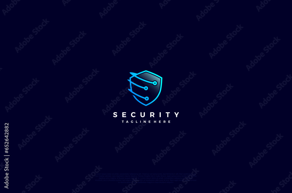 Aufkleber security shield with icon technology logotype concept idea. vector design template element