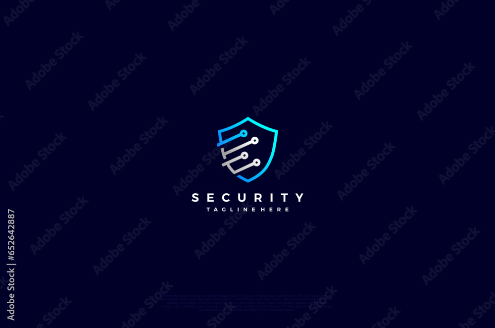 Aufkleber security shield with icon technology logotype concept idea. vector design template element