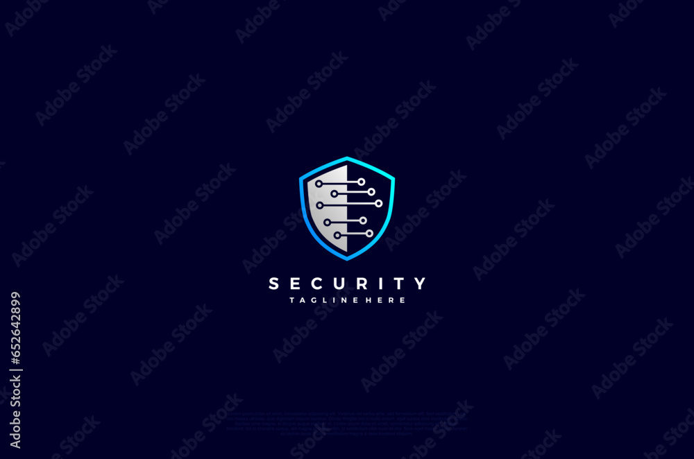 Aufkleber security shield with icon technology logotype concept idea. vector design template element