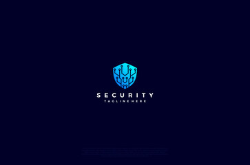 Security shield with icon technology logotype concept idea. Vector Design template element
