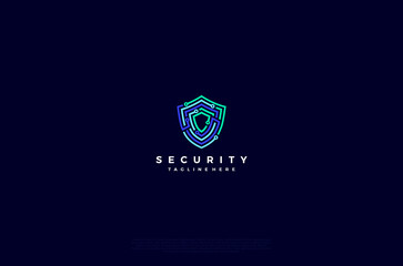 Security shield with circuit board icon technology logotype concept idea. Vector Design template element
 - obrazy, fototapety, plakaty