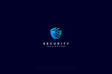 Security shield with icon technology logotype concept idea. Vector Design template element
 - obrazy, fototapety, plakaty