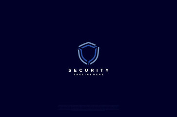 Security shield with icon technology logotype concept idea. Vector Design template element
