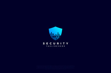 Security shield with circuit board icon technology logotype concept idea. Vector Design template element
