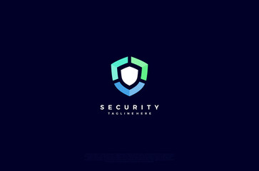 Security shield with icon technology logotype concept idea. Vector Design template element
