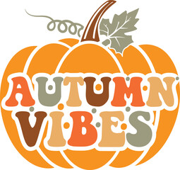 Autumn Vibes Fall Retro Wavy Groovy T-shirt Design
