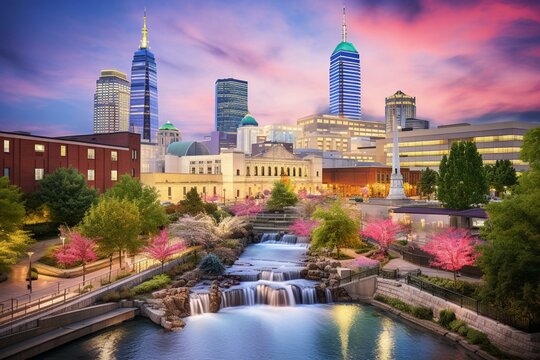 Cityscape of Indianapolis, Indiana in the United States. Generative AI