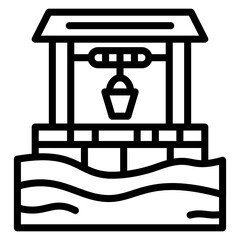 Desert Water Well Icon Style