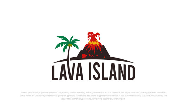 lava island logo. The volcano is emitting lava