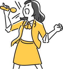 マイクを持って熱唱する女性