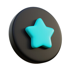 Star 3D Icon on black circle.