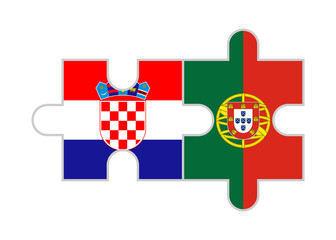 puzzle pieces of croatia and portugal flags. vector illustration isolated on white background