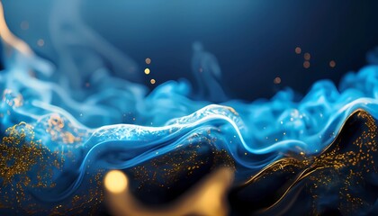 abstract swirling gold smoke and dust particles floating background