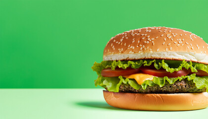 Burger with green background illustration