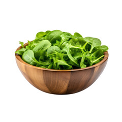 Wooden bowl of green salad isolated on transparent background,Transparency 