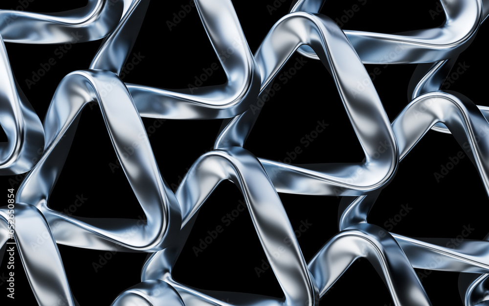 Poster metallic curve geometry background, 3d rendering.