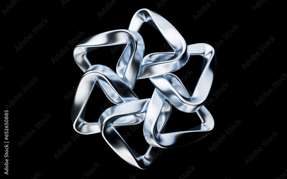 Poster metallic curve geometry background, 3d rendering.