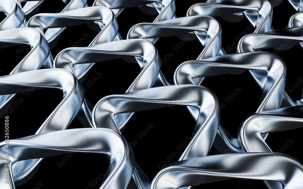 Poster metallic curve geometry background, 3d rendering.