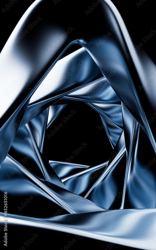 Poster metallic curve geometry background, 3d rendering.