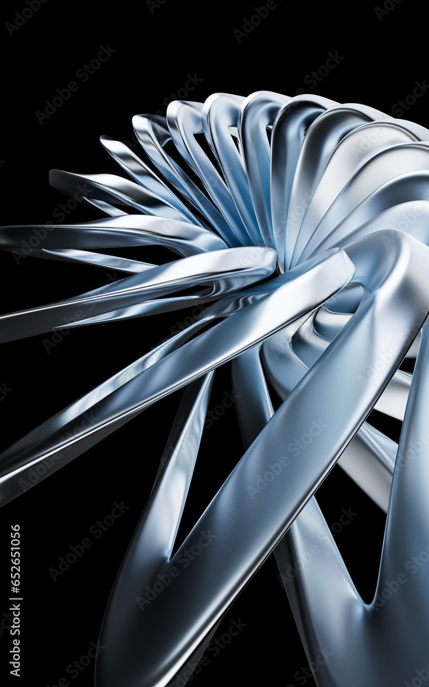 Poster metallic curve geometry background, 3d rendering.