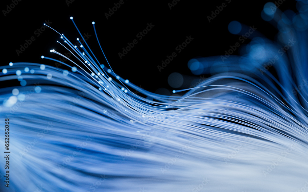 Poster flowing neon curve lines background, 3d rendering.