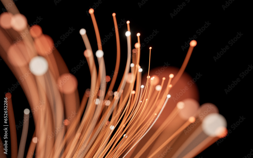 Aufkleber flowing neon curve lines background, 3d rendering.
