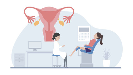 若い女性も子宮がん検診を恥ずかしがらずに受けよう！のイラスト素材