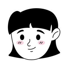 Doodle Girl Face Illustration