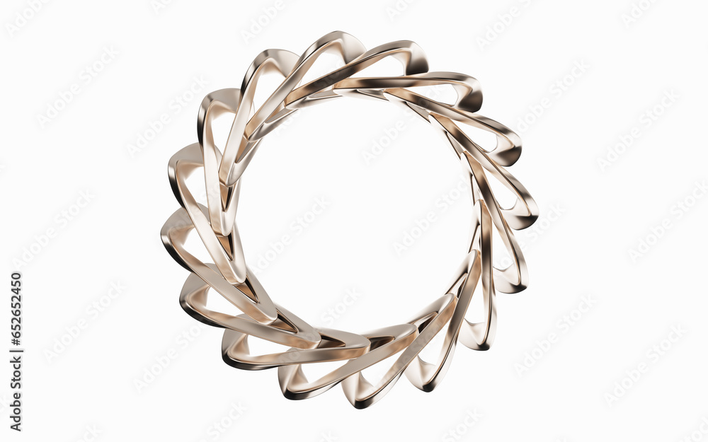 Poster metallic golden curve geometry background, 3d rendering.