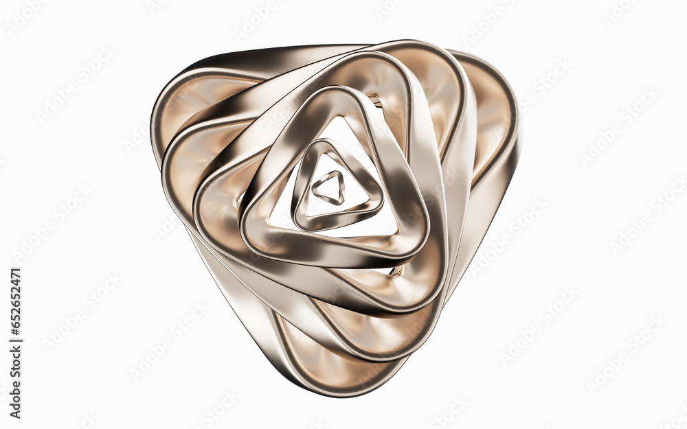 Poster metallic golden curve geometry background, 3d rendering.