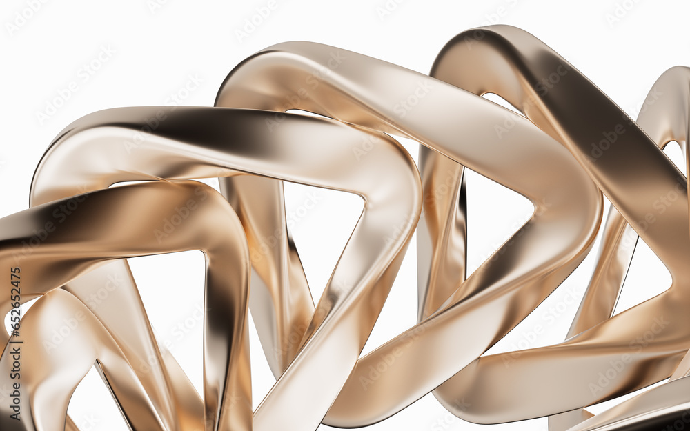 Sticker Metallic golden curve geometry background, 3d rendering.