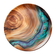 Rounded wooden fantasy plate isolated on transparent background,Transparency 