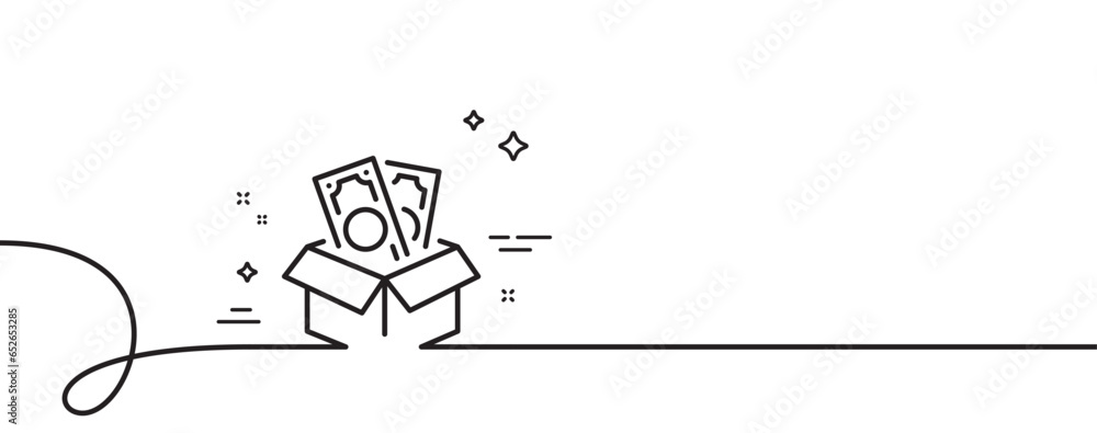 Poster bribe line icon. continuous one line with curl. money fraud crime sign. cash box symbol. bribe singl