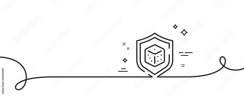 Poster dice line icon. continuous one line with curl. board game cube sign. casino gambling symbol. dice si