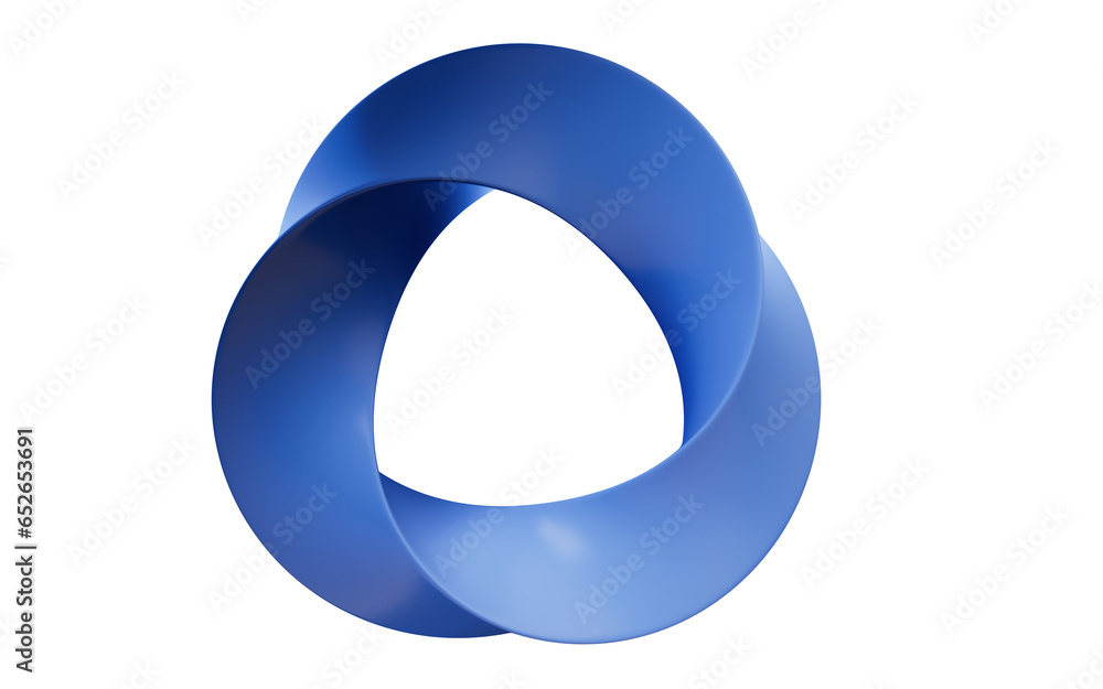 Poster blue curve geometry, 3d rendering.