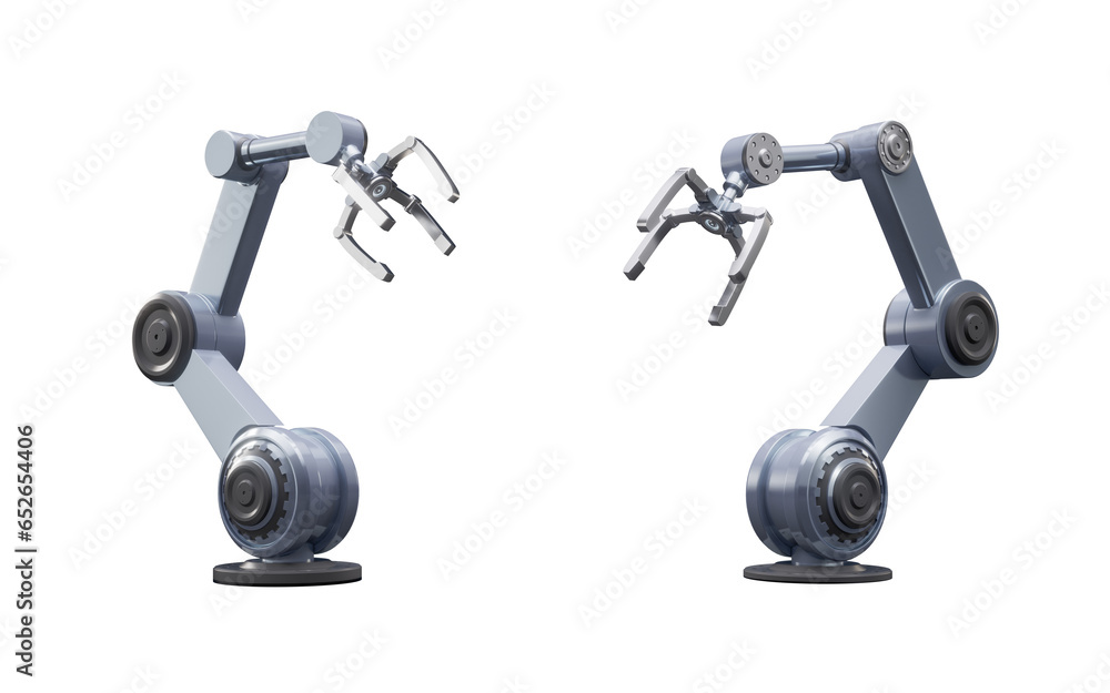 Poster mechanical arm with futuristic style, 3d rendering.