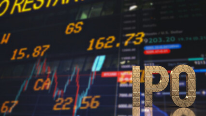 The gold ipo on chart background for Business concept 3d rendering