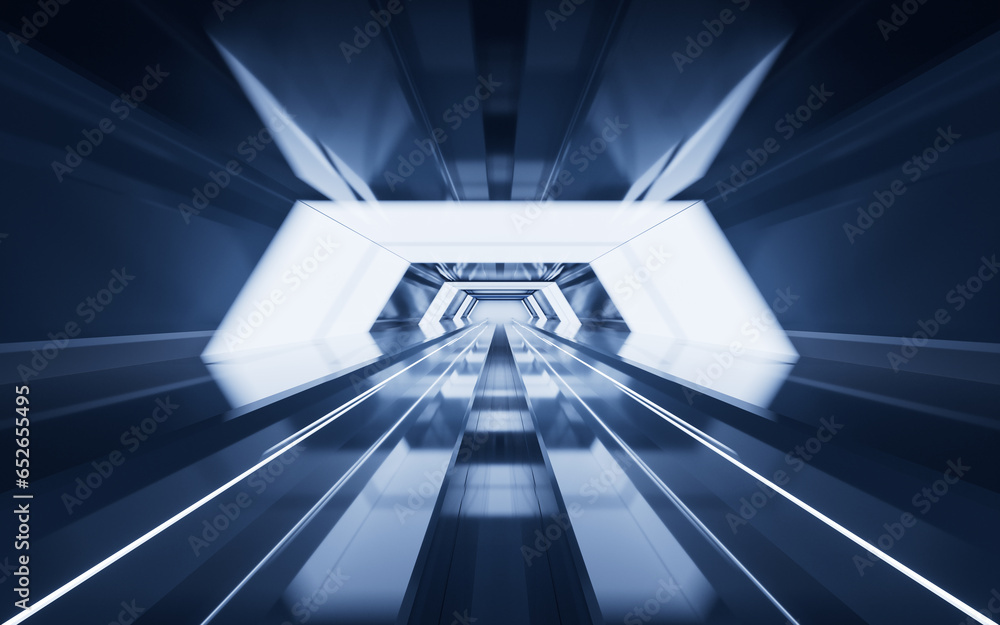 Aufkleber dark tunnel with technology structure, 3d rendering.