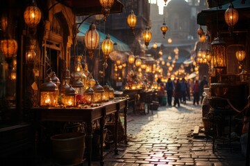 Obraz premium Bustling Khan El Khalili market in Cairo, Generative AI 