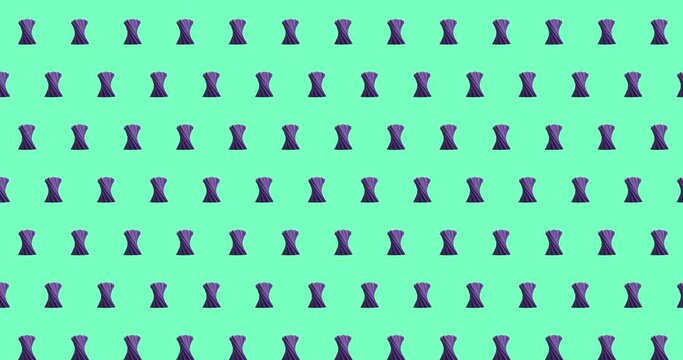 Animation of rows of purple pattern moving on green background