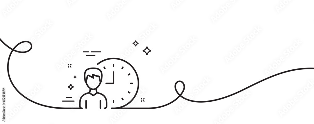Poster business project deadline line icon. continuous one line with curl. working hours or time management