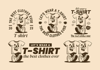 T-shirt, the best clothes ever. Mascot character illustration of walking t-shirt