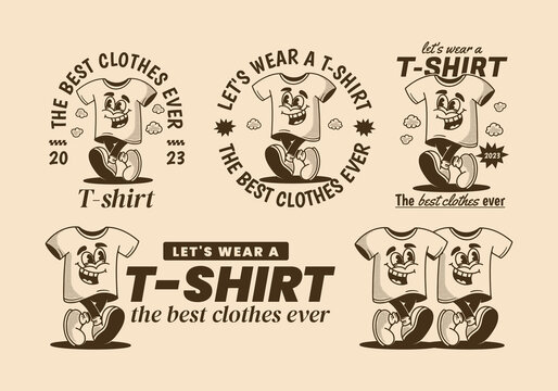 T-shirt, the best clothes ever. Mascot character illustration of walking t-shirt