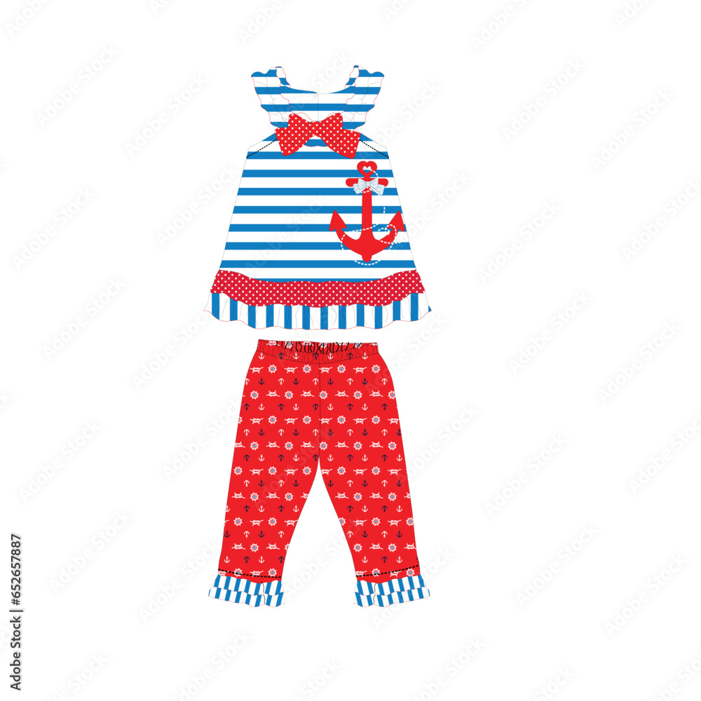 Poster  baby frocks set anchor print vector