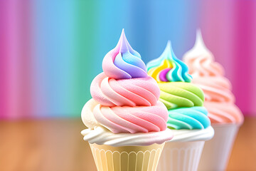 Colorful rainbow ice cream swirls