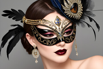 Woman in masquerade Venetian carnival mask