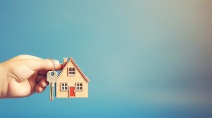 Fototapeta na wymiar miniature of a house in hand. moving in New home